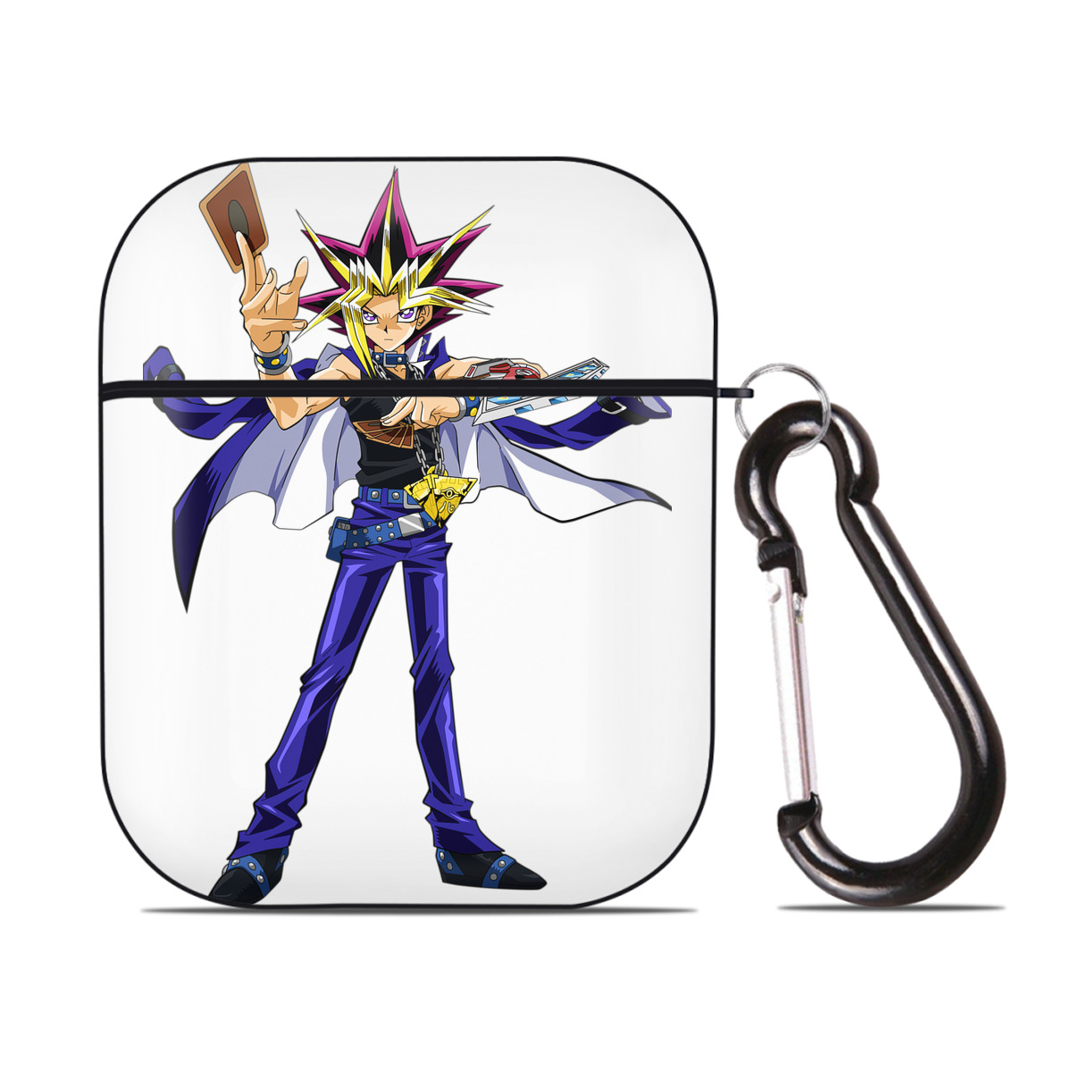 （画像用） 遊☆戯☆王 Yu-Gi-Oh! AirPods 第2世代保護ケース ハードシェル ブラック 耐衝撃・防指紋・カラビナ付き