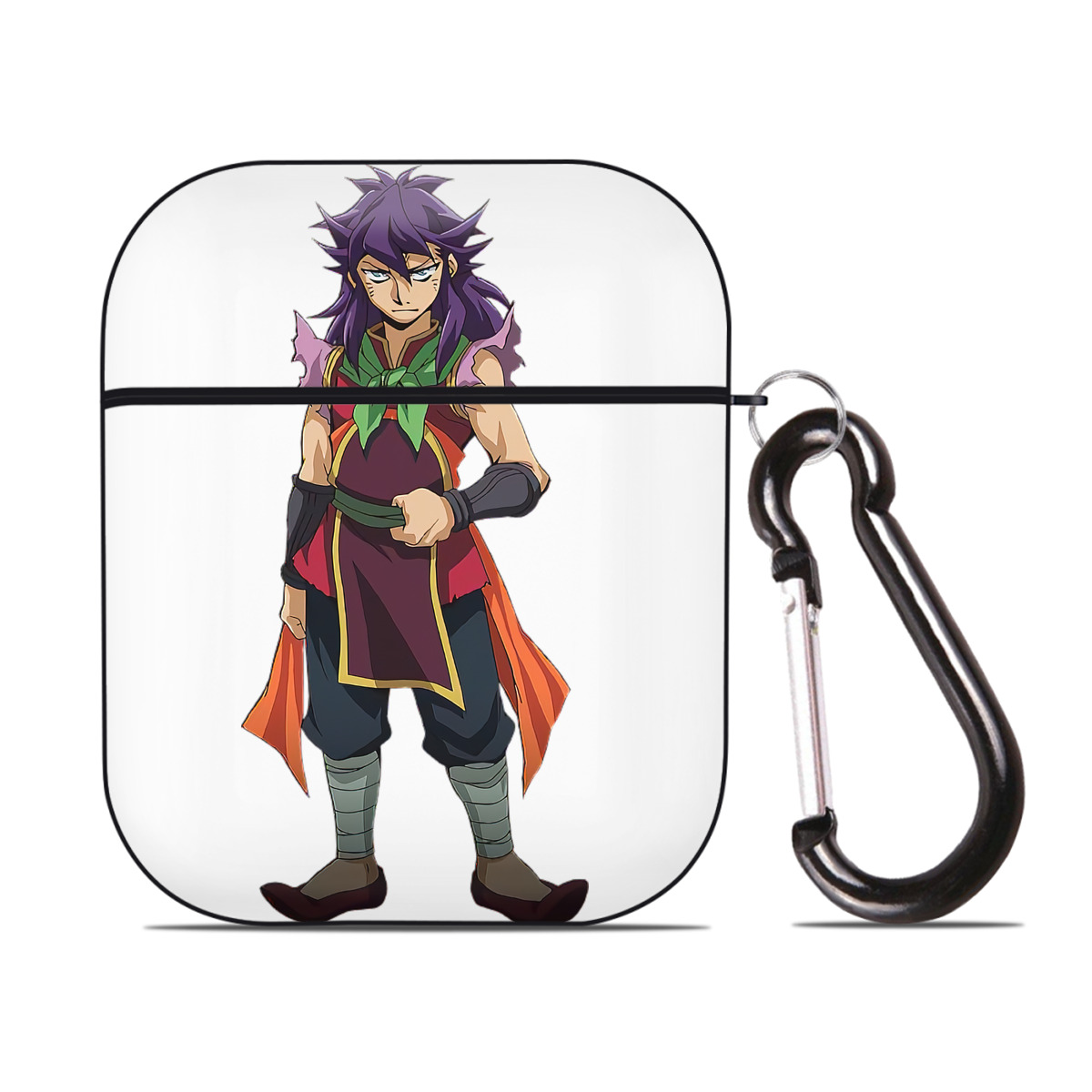 （画像用） 遊☆戯☆王 Yu-Gi-Oh! AirPods 第2世代保護ケース ハードシェル ブラック 耐衝撃・防指紋・カラビナ付き