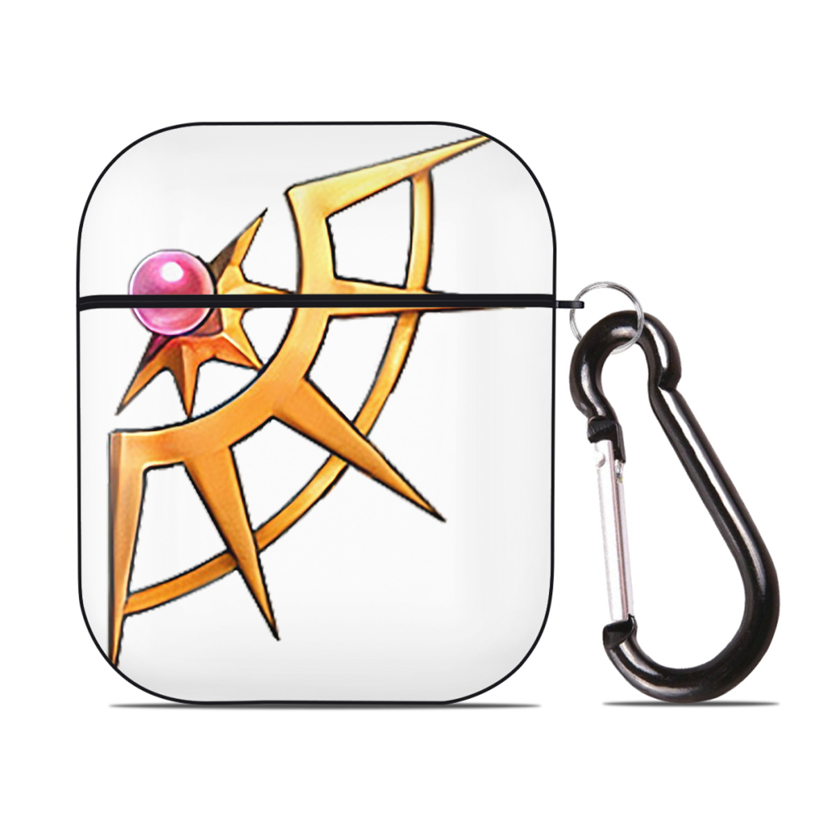 （画像用） 遊☆戯☆王 Yu-Gi-Oh! AirPods 第2世代保護ケース ハードシェル ブラック 耐衝撃・防指紋・カラビナ付き