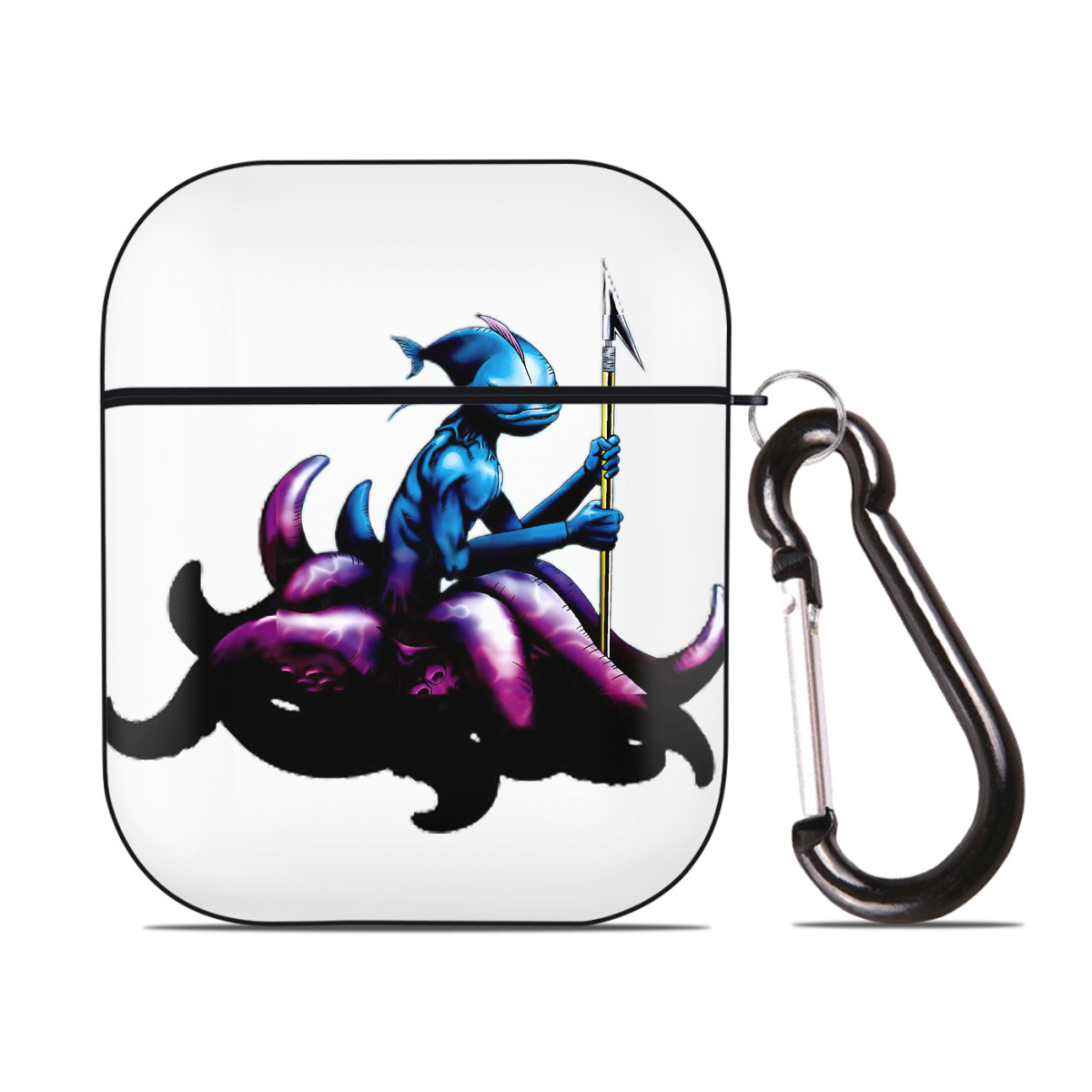 （画像用） 遊☆戯☆王 Yu-Gi-Oh! AirPods 第2世代保護ケース ハードシェル ブラック 耐衝撃・防指紋・カラビナ付き