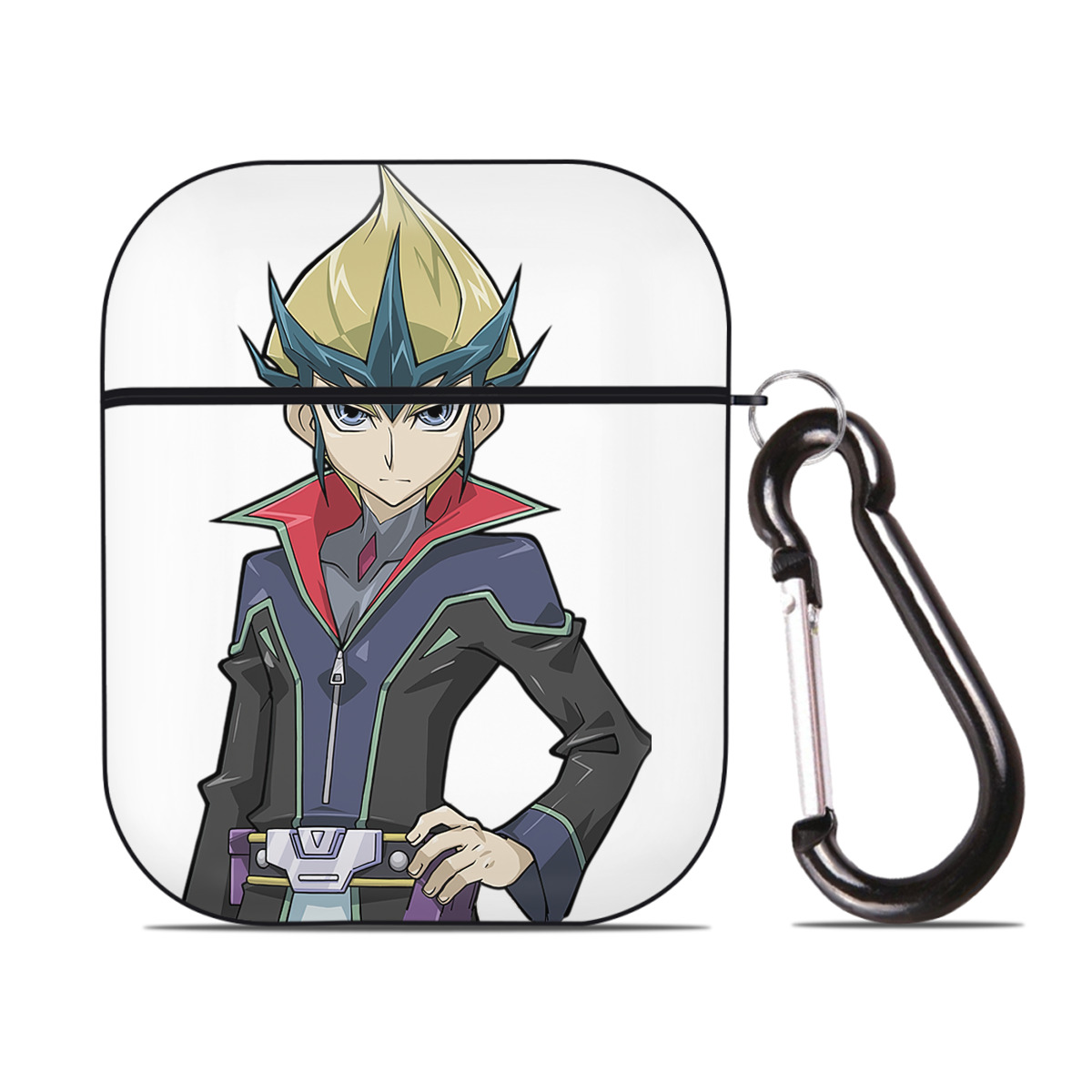 （画像用） 遊☆戯☆王 Yu-Gi-Oh! AirPods 第2世代保護ケース ハードシェル ブラック 耐衝撃・防指紋・カラビナ付き