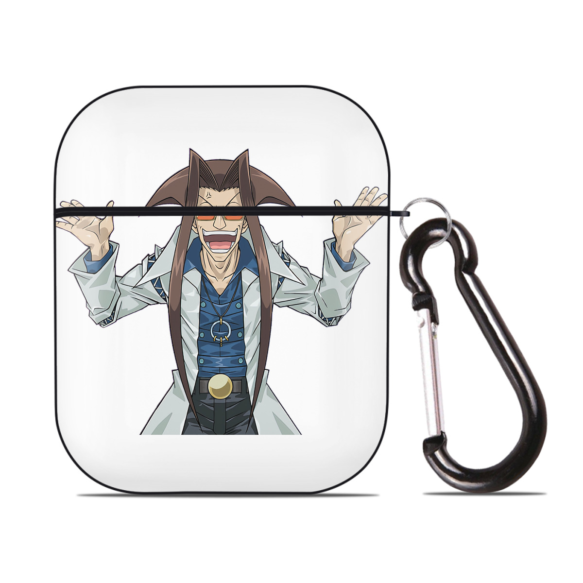 （画像用） 遊☆戯☆王 Yu-Gi-Oh! AirPods 第2世代保護ケース ハードシェル ブラック 耐衝撃・防指紋・カラビナ付き