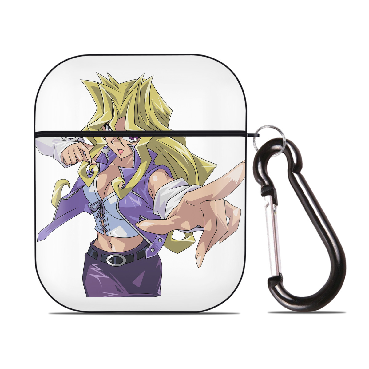 （画像用） 遊☆戯☆王 Yu-Gi-Oh! AirPods 第2世代保護ケース ハードシェル ブラック 耐衝撃・防指紋・カラビナ付き