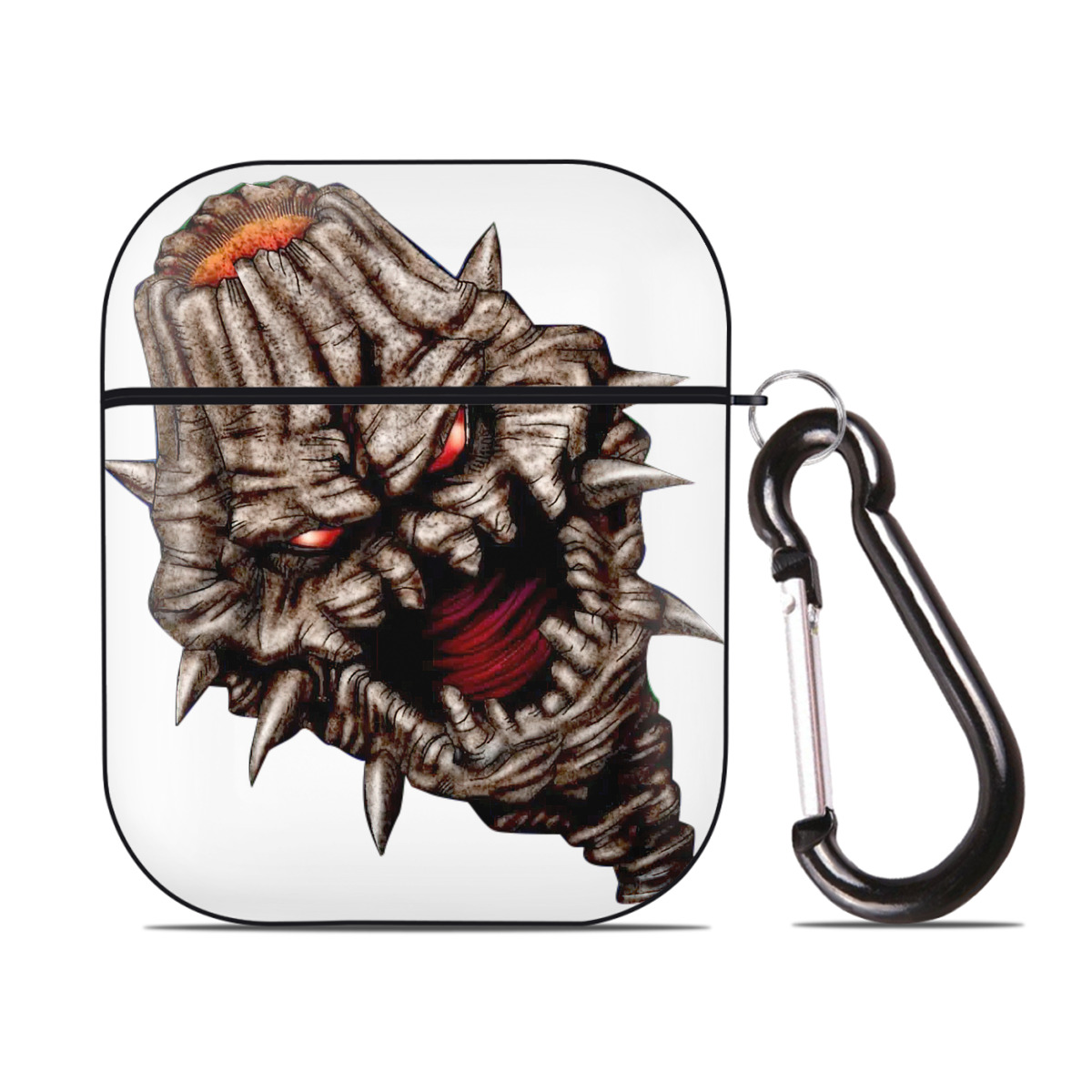 （画像用） 遊☆戯☆王 Yu-Gi-Oh! AirPods 第2世代保護ケース ハードシェル ブラック 耐衝撃・防指紋・カラビナ付き