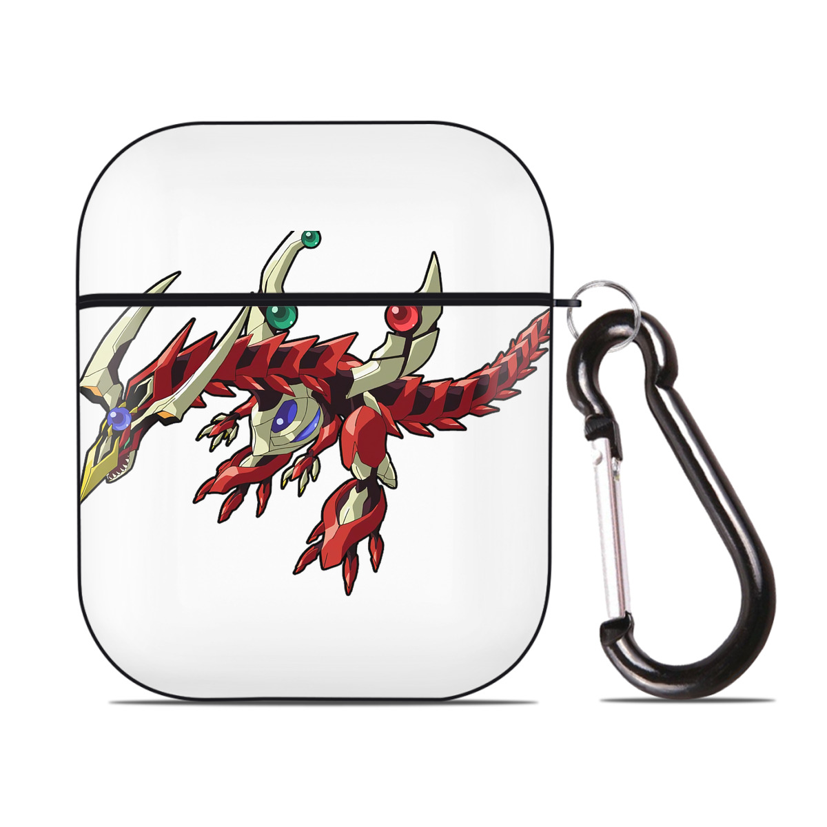 （画像用） 遊☆戯☆王 Yu-Gi-Oh! AirPods 第2世代保護ケース ハードシェル ブラック 耐衝撃・防指紋・カラビナ付き