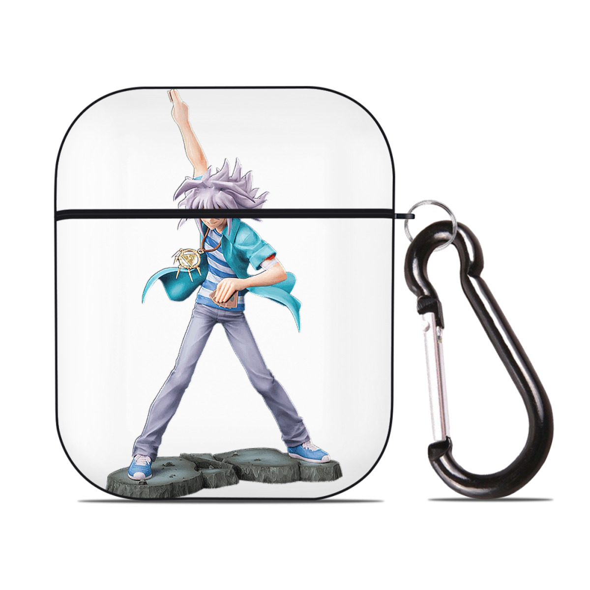 （画像用） 遊☆戯☆王 Yu-Gi-Oh! AirPods 第2世代保護ケース ハードシェル ブラック 耐衝撃・防指紋・カラビナ付き