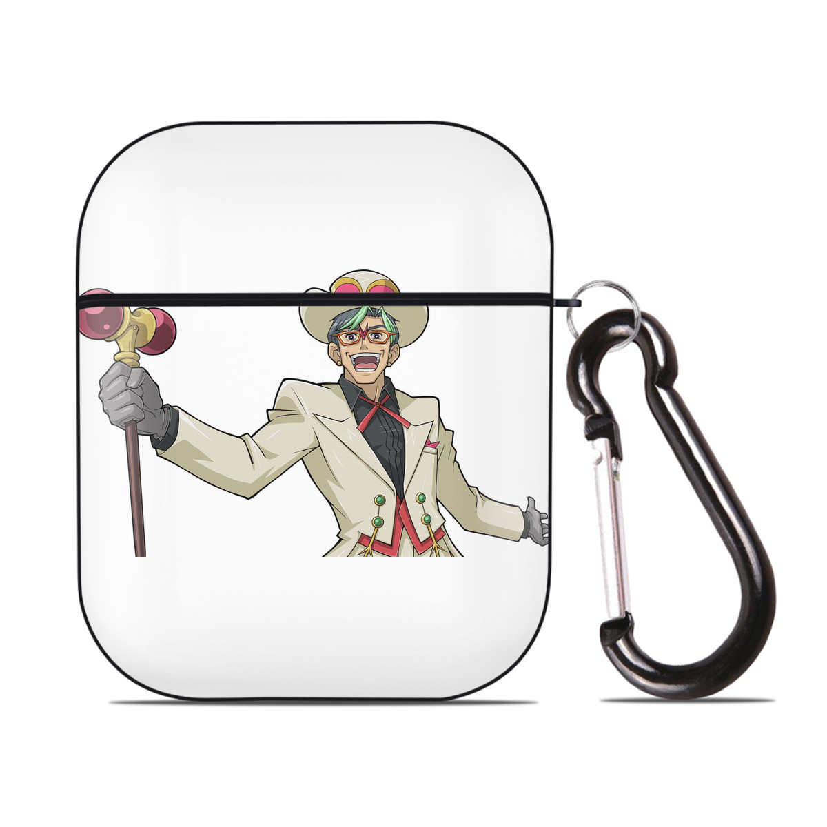 （画像用） 遊☆戯☆王 Yu-Gi-Oh! AirPods 第2世代保護ケース ハードシェル ブラック 耐衝撃・防指紋・カラビナ付き