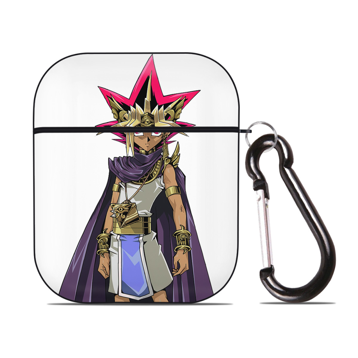（画像用） 遊☆戯☆王 Yu-Gi-Oh! AirPods 第2世代保護ケース ハードシェル ブラック 耐衝撃・防指紋・カラビナ付き