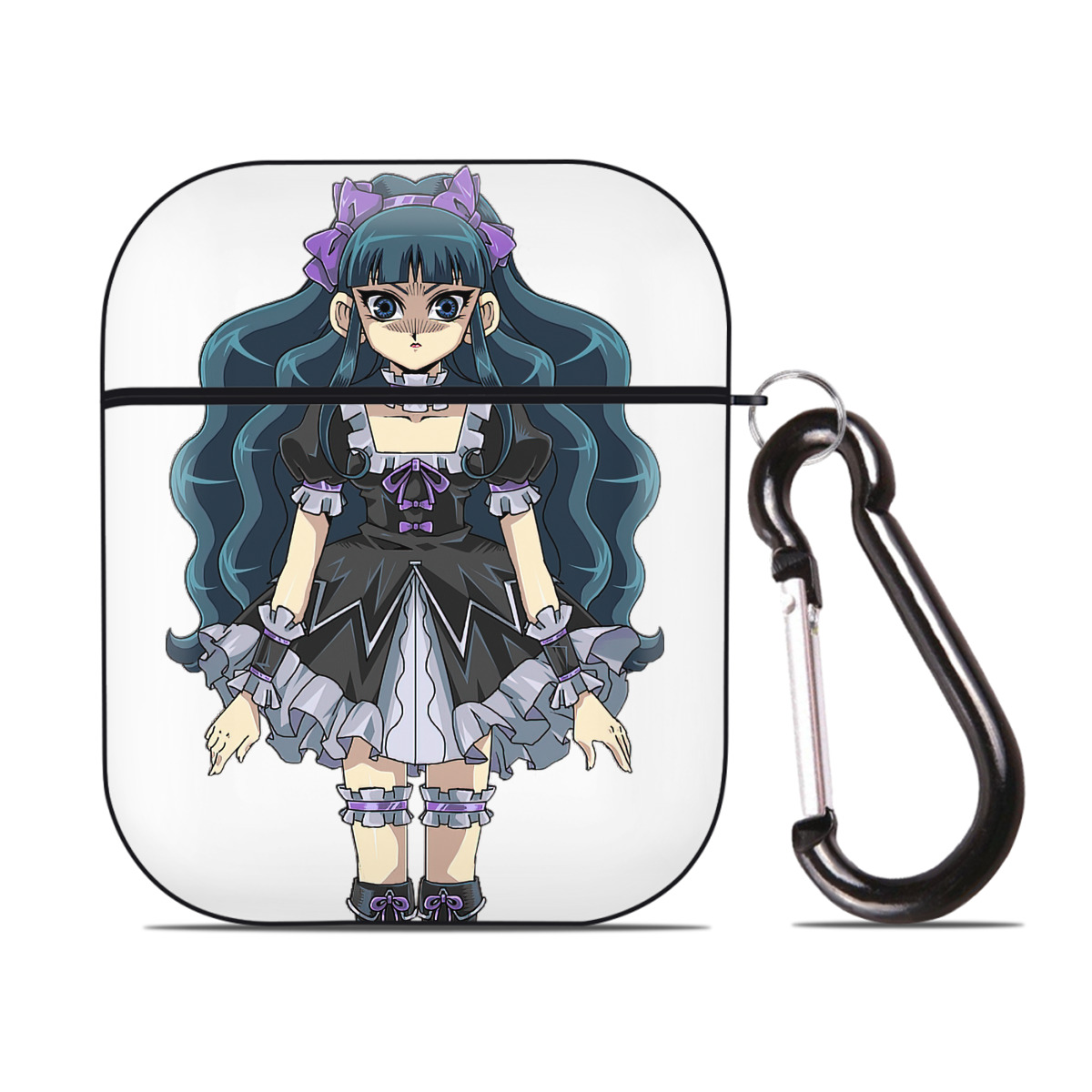 （画像用） 遊☆戯☆王 Yu-Gi-Oh! AirPods 第2世代保護ケース ハードシェル ブラック 耐衝撃・防指紋・カラビナ付き