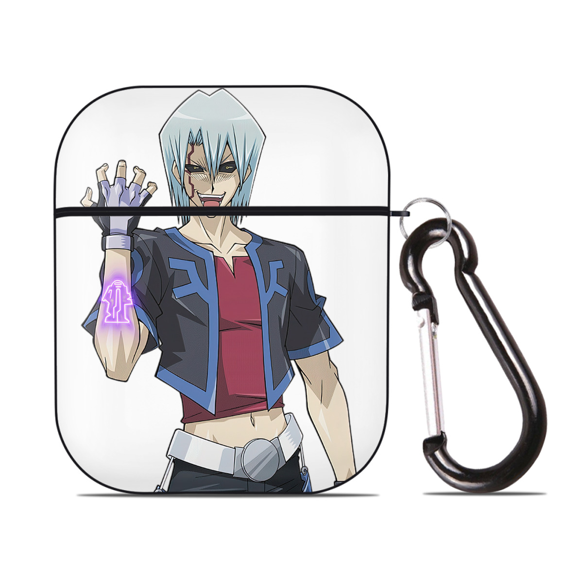（画像用） 遊☆戯☆王 Yu-Gi-Oh! AirPods 第2世代保護ケース ハードシェル ブラック 耐衝撃・防指紋・カラビナ付き