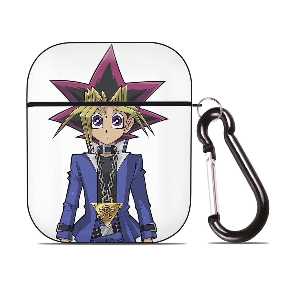 （画像用） 遊☆戯☆王 Yu-Gi-Oh! AirPods 第2世代保護ケース ハードシェル ブラック 耐衝撃・防指紋・カラビナ付き