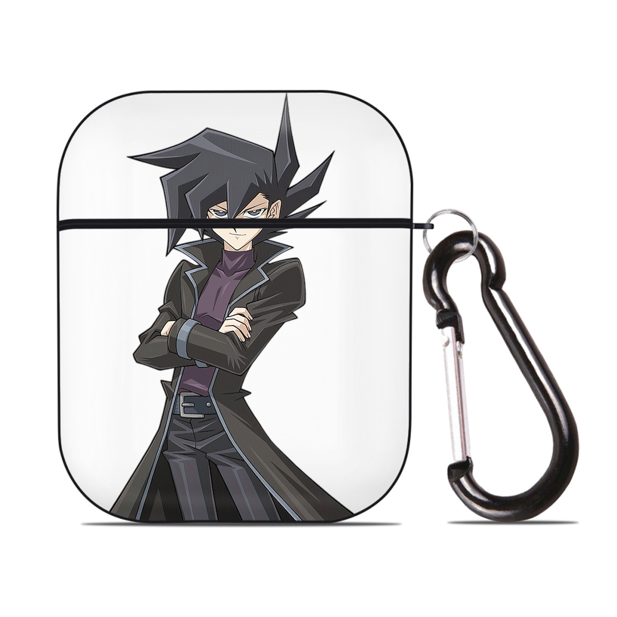 （画像用） 遊☆戯☆王 Yu-Gi-Oh! AirPods 第2世代保護ケース ハードシェル ブラック 耐衝撃・防指紋・カラビナ付き