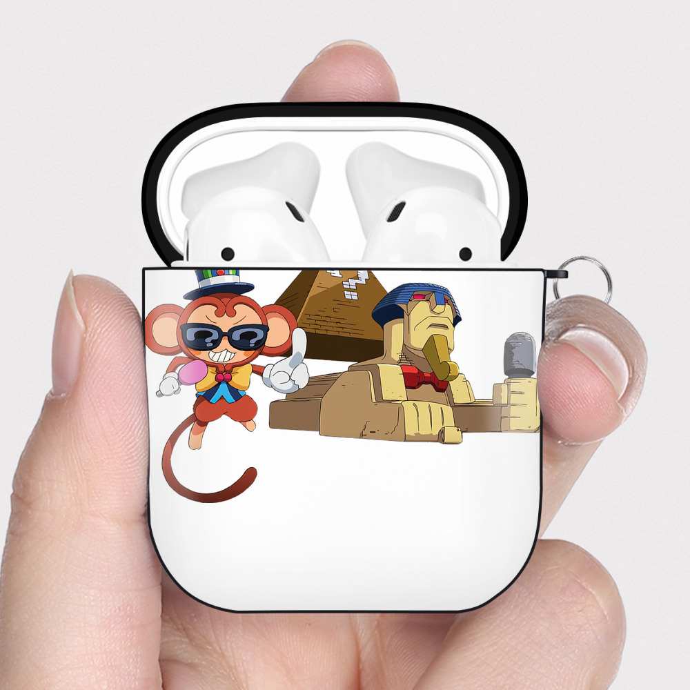 （画像用） 遊☆戯☆王 Yu-Gi-Oh! AirPods 第2世代保護ケース ハードシェル ブラック 耐衝撃・防指紋・カラビナ付き