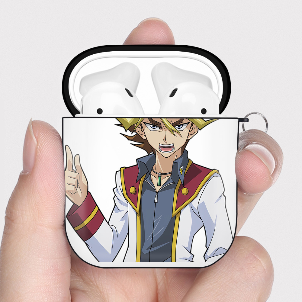 （画像用） 遊☆戯☆王 Yu-Gi-Oh! AirPods 第2世代保護ケース ハードシェル ブラック 耐衝撃・防指紋・カラビナ付き