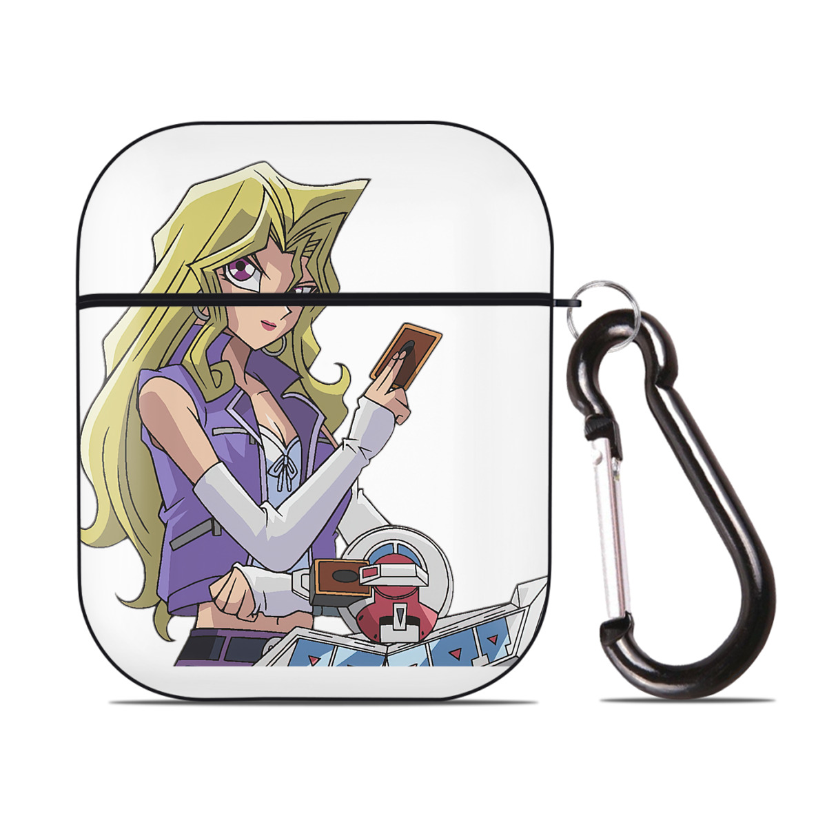 （画像用） 遊☆戯☆王 Yu-Gi-Oh! AirPods 第2世代保護ケース ハードシェル ブラック 耐衝撃・防指紋・カラビナ付き