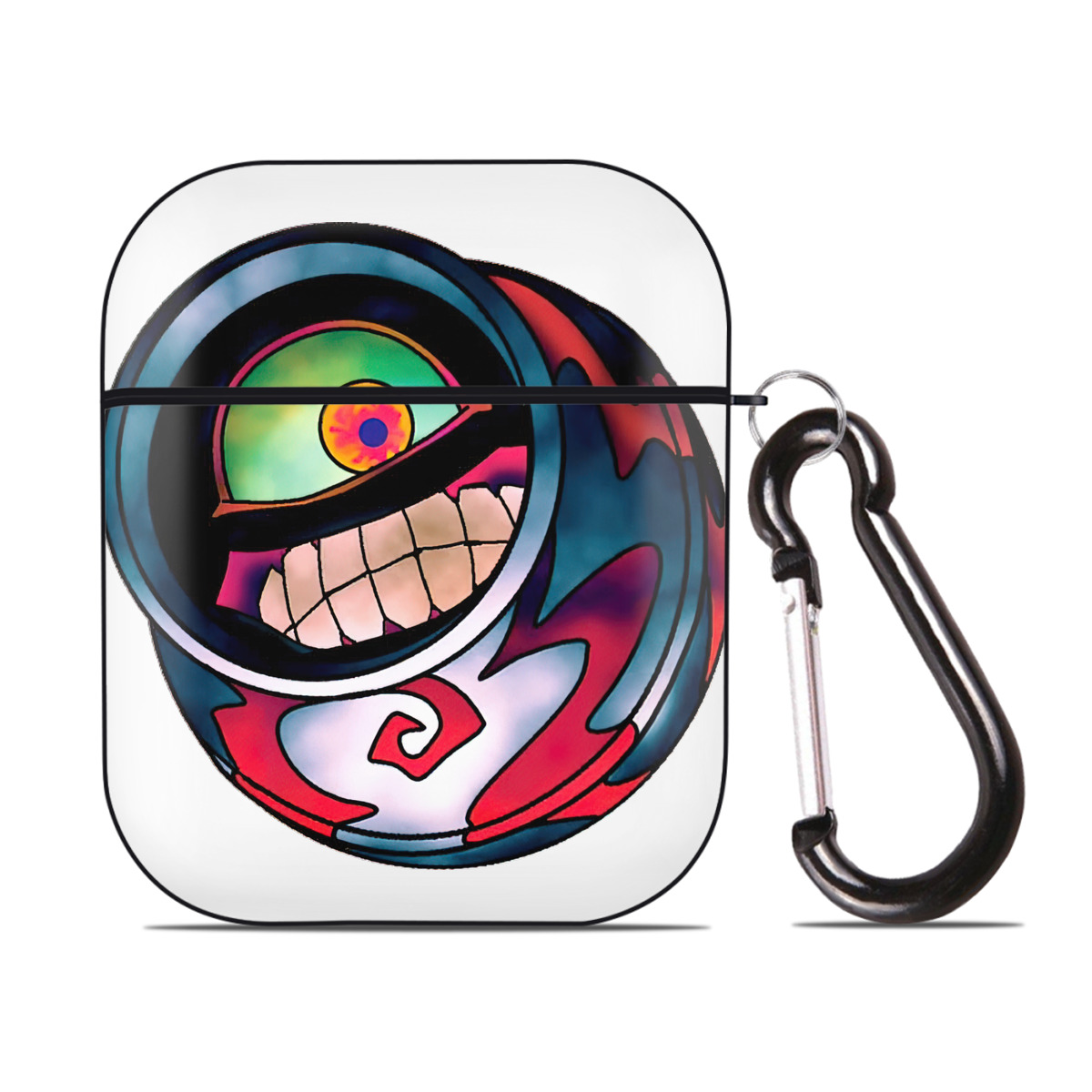 （画像用） 遊☆戯☆王 Yu-Gi-Oh! AirPods 第2世代保護ケース ハードシェル ブラック 耐衝撃・防指紋・カラビナ付き