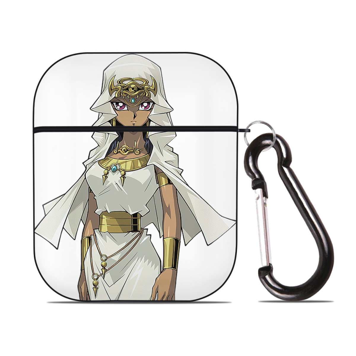 （画像用） 遊☆戯☆王 Yu-Gi-Oh! AirPods 第2世代保護ケース ハードシェル ブラック 耐衝撃・防指紋・カラビナ付き