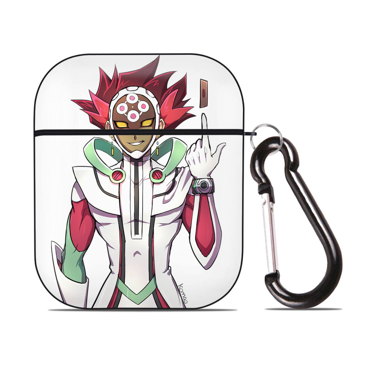 （画像用） 遊☆戯☆王 Yu-Gi-Oh! AirPods 第2世代保護ケース ハードシェル ブラック 耐衝撃・防指紋・カラビナ付き