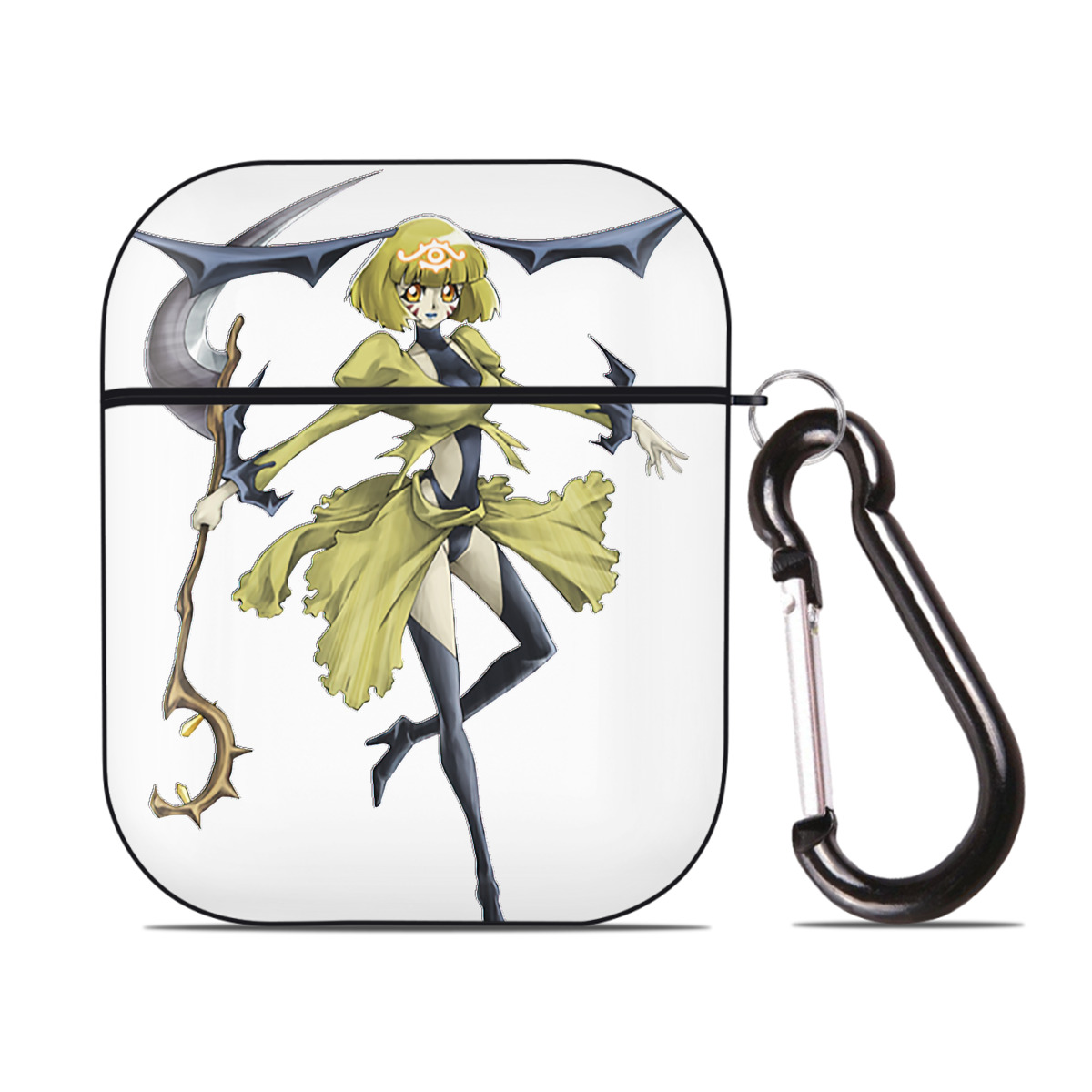 （画像用） 遊☆戯☆王 Yu-Gi-Oh! AirPods 第2世代保護ケース ハードシェル ブラック 耐衝撃・防指紋・カラビナ付き