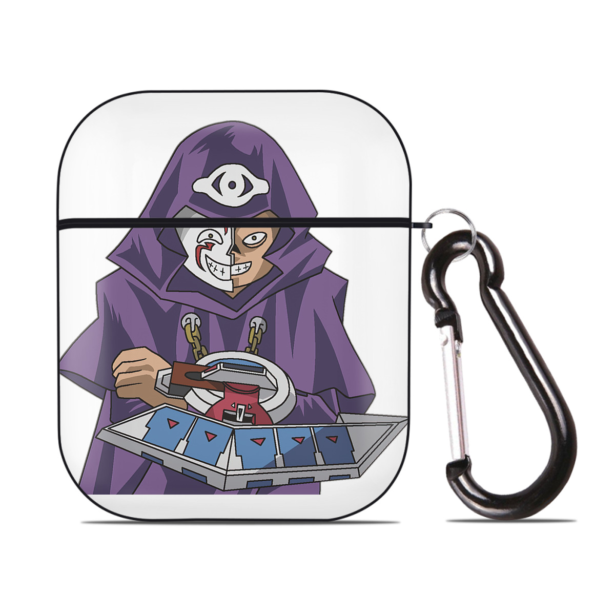 （画像用） 遊☆戯☆王 Yu-Gi-Oh! AirPods 第2世代保護ケース ハードシェル ブラック 耐衝撃・防指紋・カラビナ付き