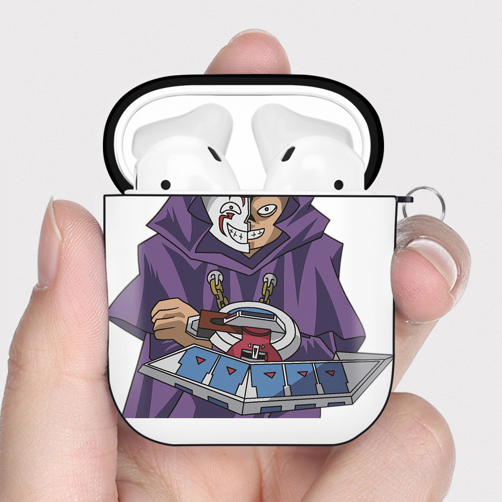 （画像用） 遊☆戯☆王 Yu-Gi-Oh! AirPods 第2世代保護ケース ハードシェル ブラック 耐衝撃・防指紋・カラビナ付き