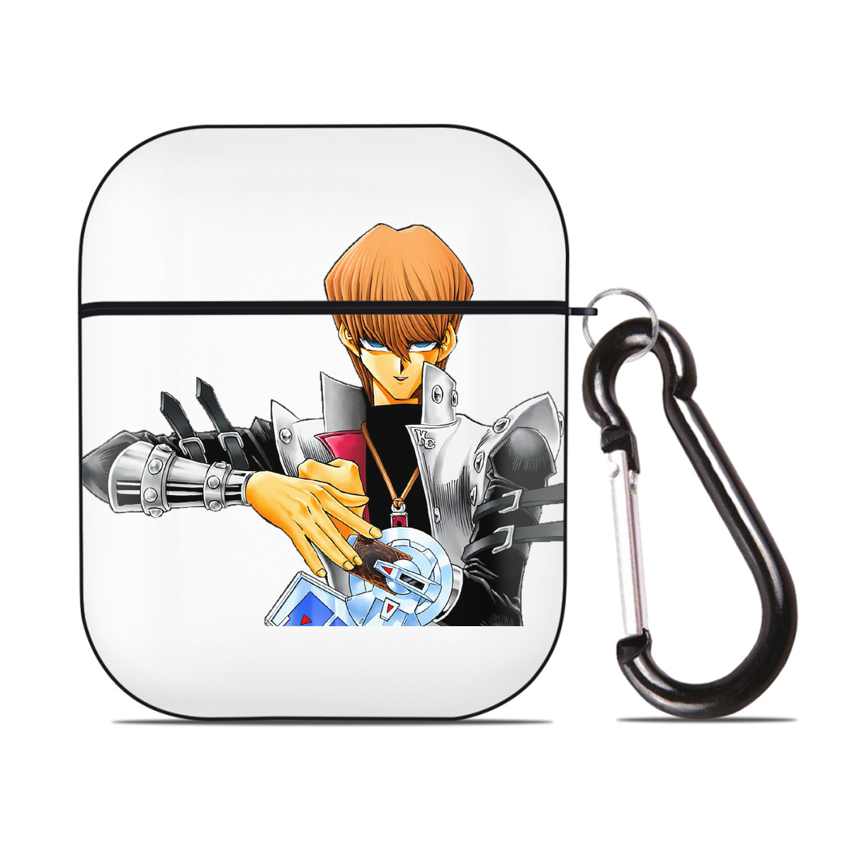 （画像用） 遊☆戯☆王 Yu-Gi-Oh! AirPods 第2世代保護ケース ハードシェル ブラック 耐衝撃・防指紋・カラビナ付き