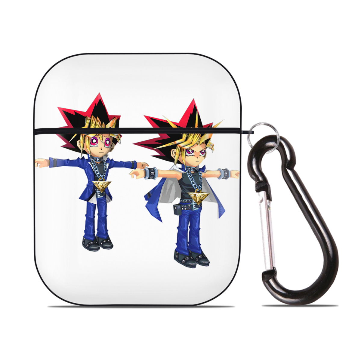 （画像用） 遊☆戯☆王 Yu-Gi-Oh! AirPods 第2世代保護ケース ハードシェル ブラック 耐衝撃・防指紋・カラビナ付き