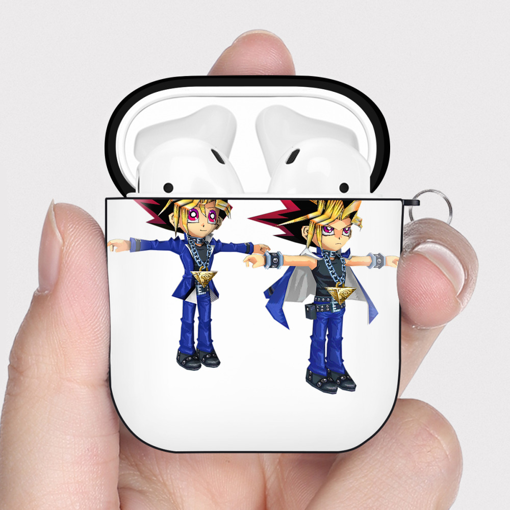 （画像用） 遊☆戯☆王 Yu-Gi-Oh! AirPods 第2世代保護ケース ハードシェル ブラック 耐衝撃・防指紋・カラビナ付き