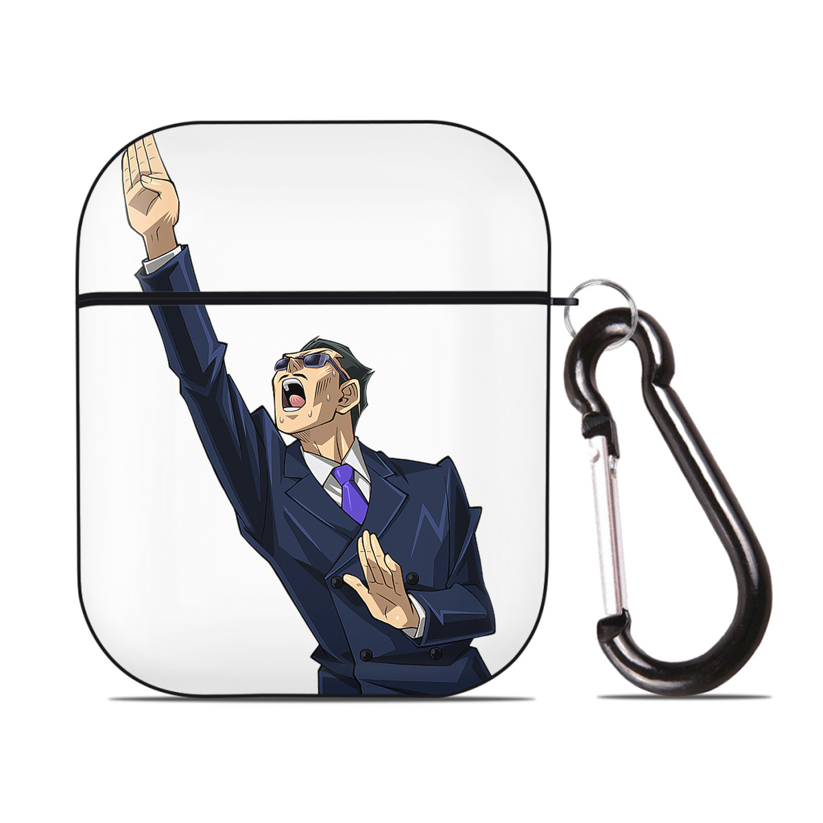 （画像用） 遊☆戯☆王 Yu-Gi-Oh! AirPods 第2世代保護ケース ハードシェル ブラック 耐衝撃・防指紋・カラビナ付き