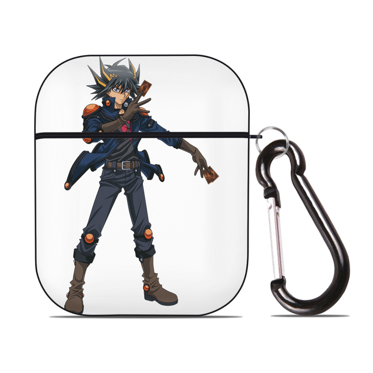 （画像用） 遊☆戯☆王 Yu-Gi-Oh! AirPods 第2世代保護ケース ハードシェル ブラック 耐衝撃・防指紋・カラビナ付き