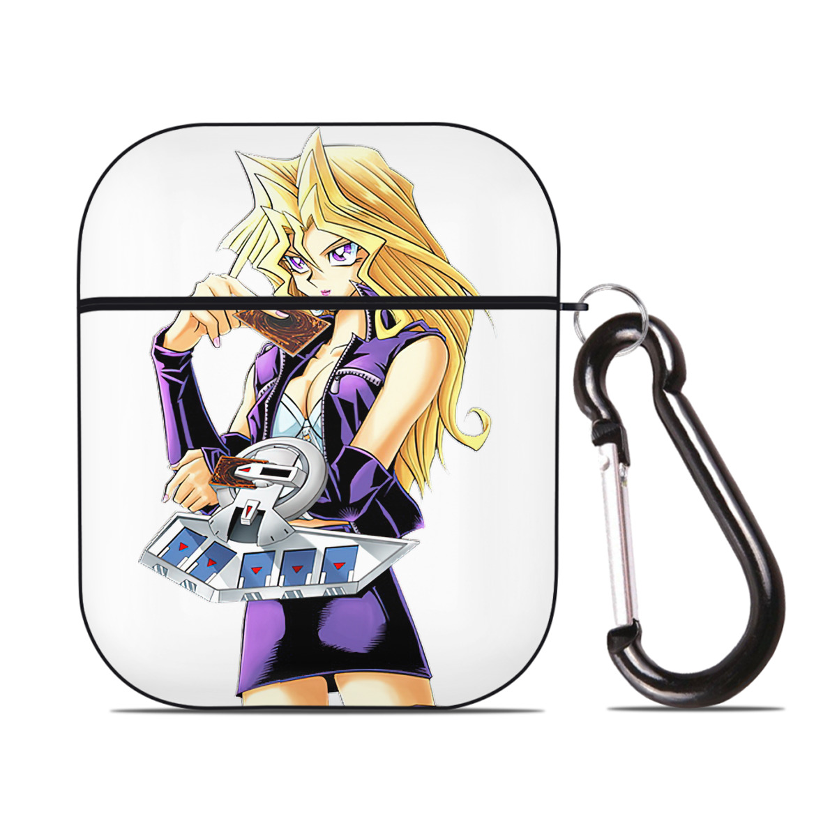（画像用） 遊☆戯☆王 Yu-Gi-Oh! AirPods 第2世代保護ケース ハードシェル ブラック 耐衝撃・防指紋・カラビナ付き