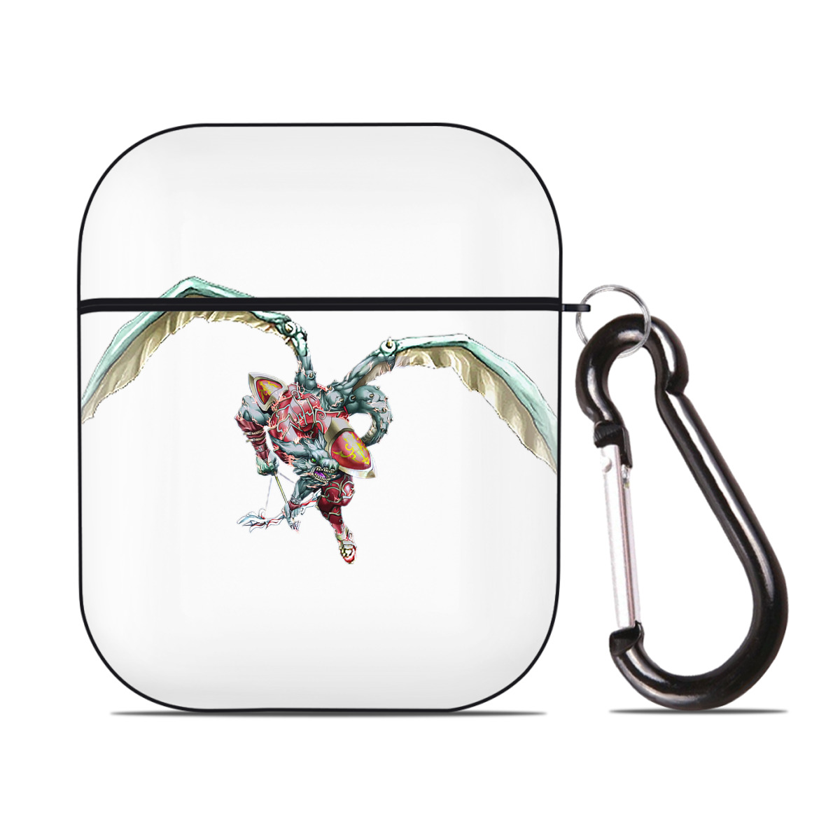 （画像用） 遊☆戯☆王 Yu-Gi-Oh! AirPods 第2世代保護ケース ハードシェル ブラック 耐衝撃・防指紋・カラビナ付き