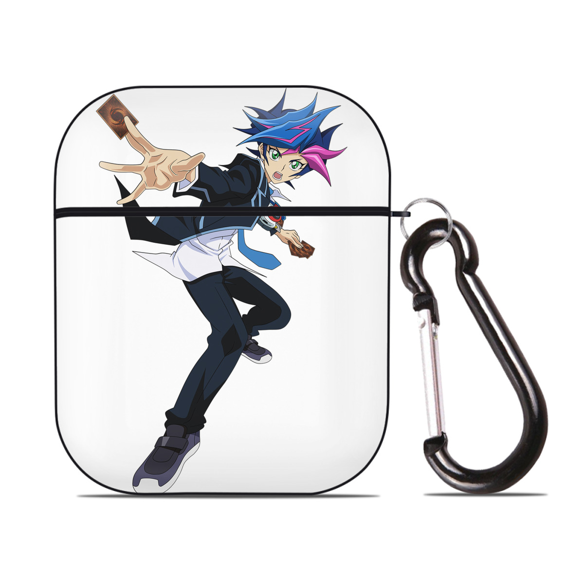 （画像用） 遊☆戯☆王 Yu-Gi-Oh! AirPods 第2世代保護ケース ハードシェル ブラック 耐衝撃・防指紋・カラビナ付き