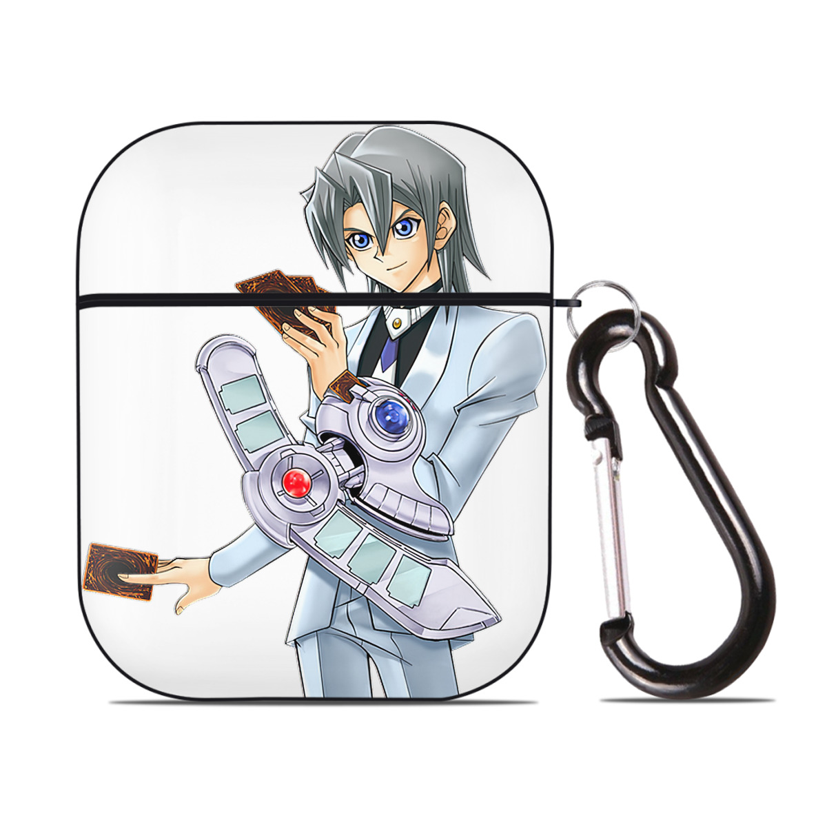 （画像用） 遊☆戯☆王 Yu-Gi-Oh! AirPods 第2世代保護ケース ハードシェル ブラック 耐衝撃・防指紋・カラビナ付き