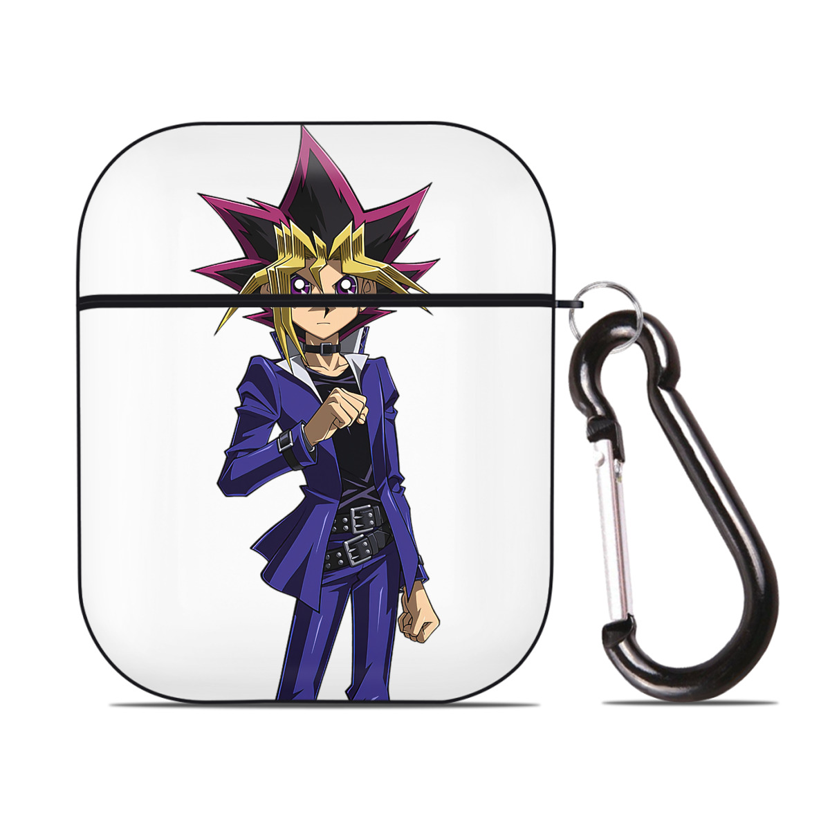 （画像用） 遊☆戯☆王 Yu-Gi-Oh! AirPods 第2世代保護ケース ハードシェル ブラック 耐衝撃・防指紋・カラビナ付き