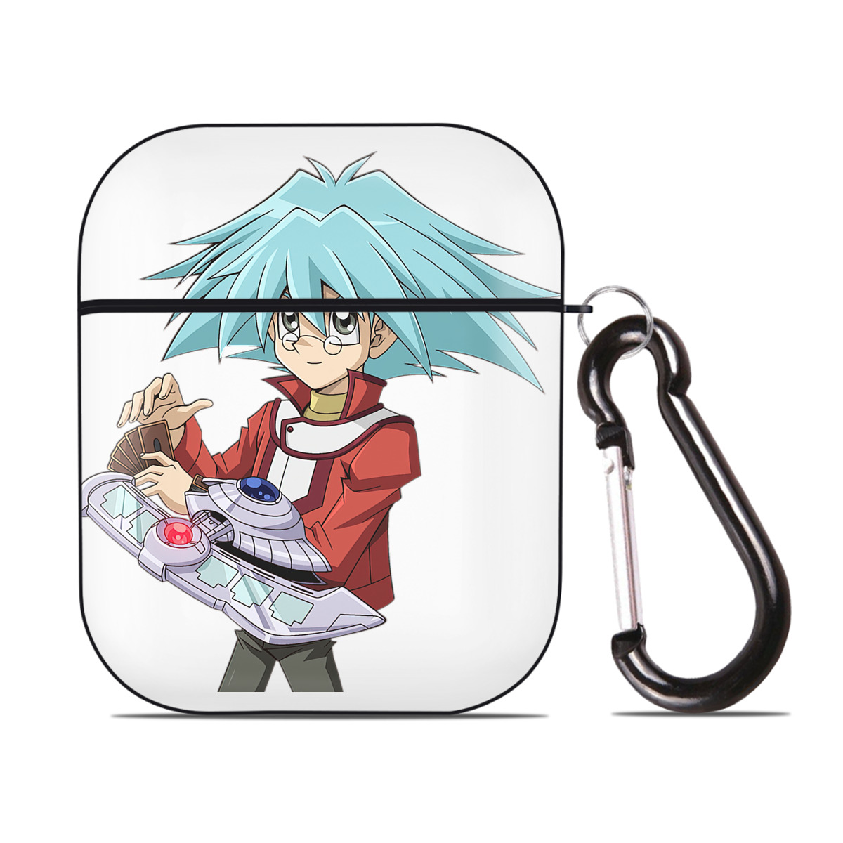 （画像用） 遊☆戯☆王 Yu-Gi-Oh! AirPods 第2世代保護ケース ハードシェル ブラック 耐衝撃・防指紋・カラビナ付き