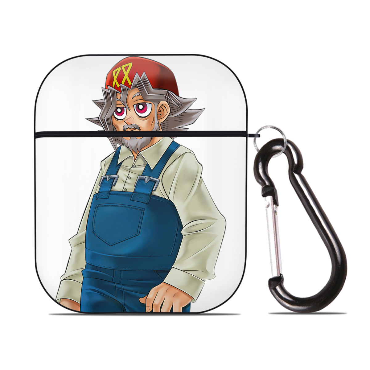（画像用） 遊☆戯☆王 Yu-Gi-Oh! AirPods 第2世代保護ケース ハードシェル ブラック 耐衝撃・防指紋・カラビナ付き