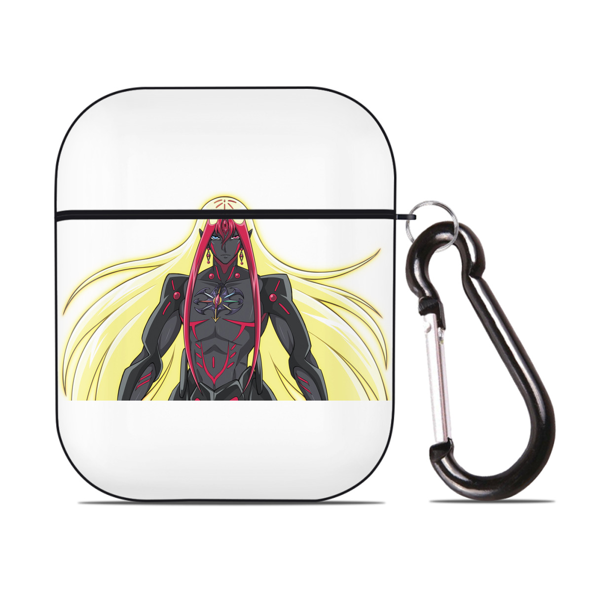 （画像用） 遊☆戯☆王 Yu-Gi-Oh! AirPods 第2世代保護ケース ハードシェル ブラック 耐衝撃・防指紋・カラビナ付き