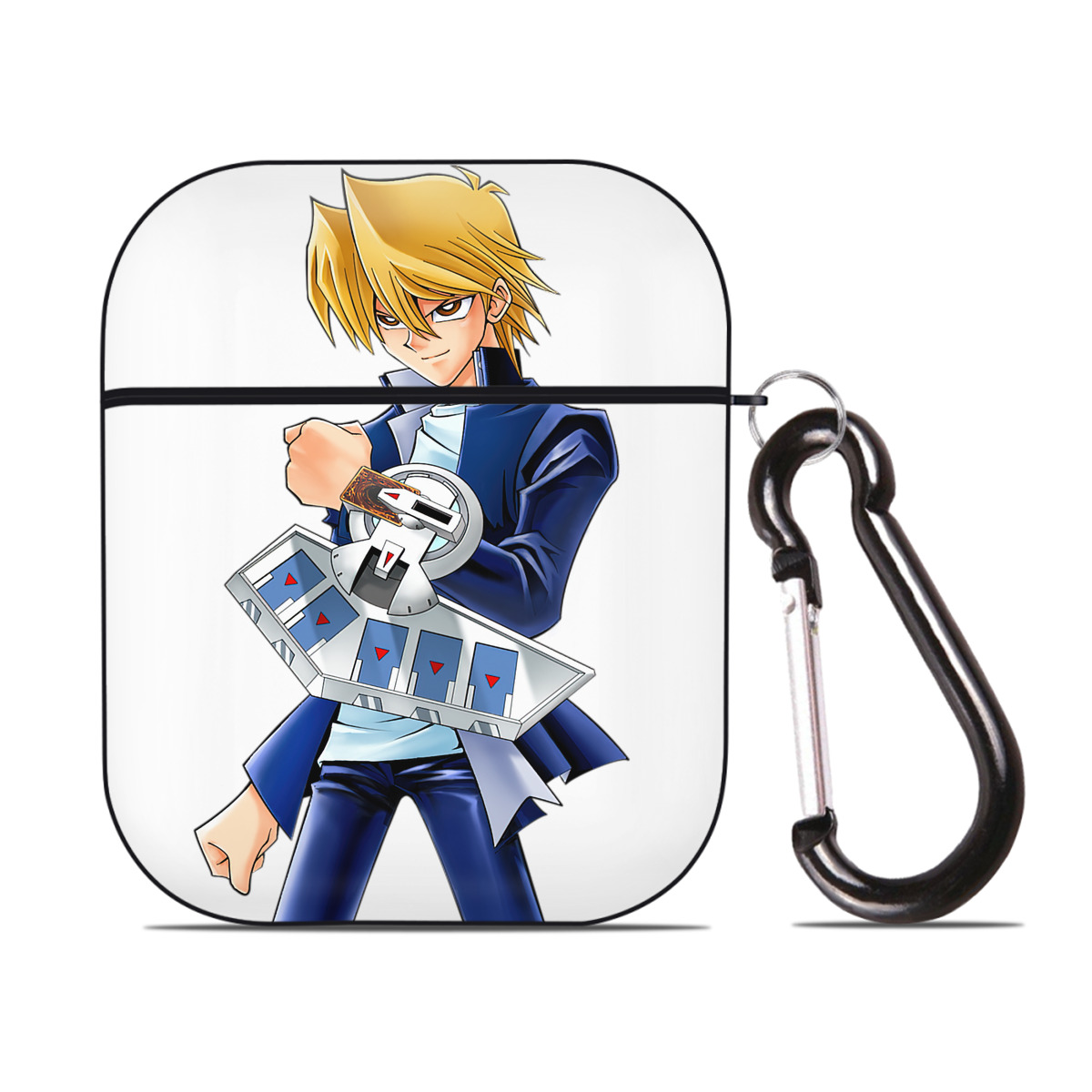 （画像用） 遊☆戯☆王 Yu-Gi-Oh! AirPods 第2世代保護ケース ハードシェル ブラック 耐衝撃・防指紋・カラビナ付き