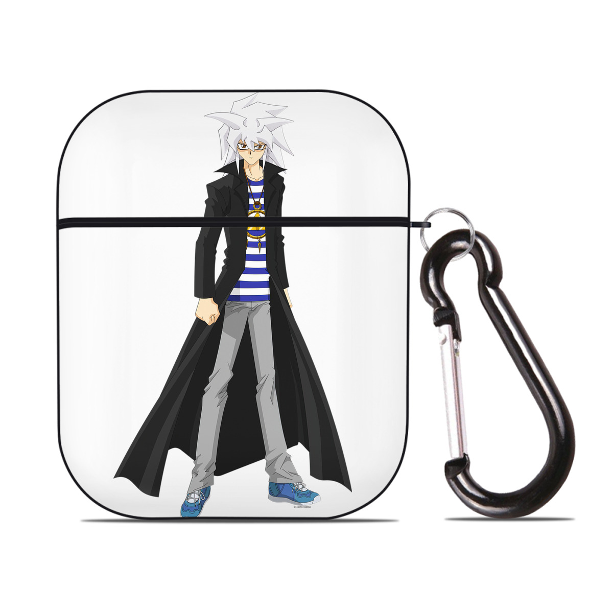 （画像用） 遊☆戯☆王 Yu-Gi-Oh! AirPods 第2世代保護ケース ハードシェル ブラック 耐衝撃・防指紋・カラビナ付き