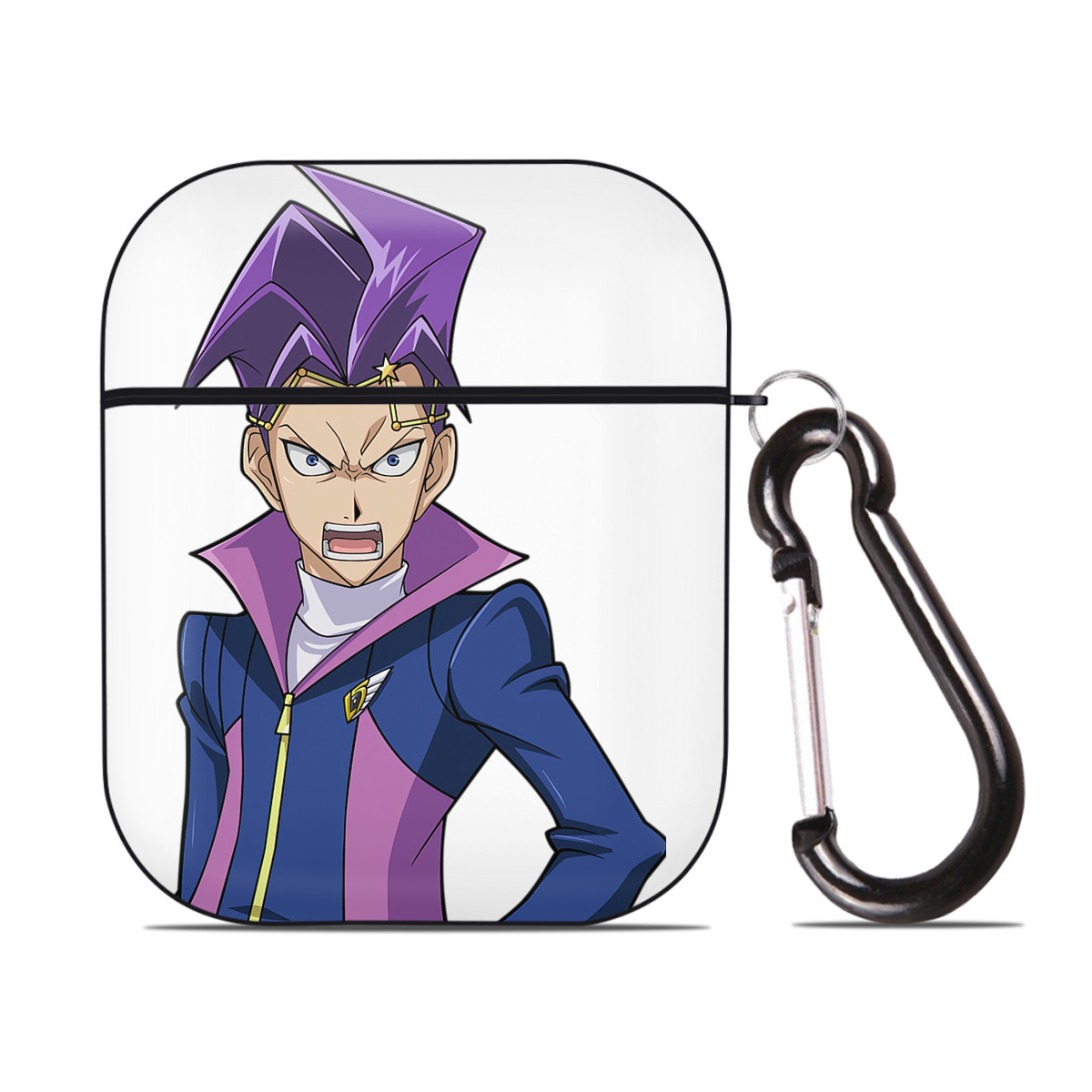 （画像用） 遊☆戯☆王 Yu-Gi-Oh! AirPods 第2世代保護ケース ハードシェル ブラック 耐衝撃・防指紋・カラビナ付き