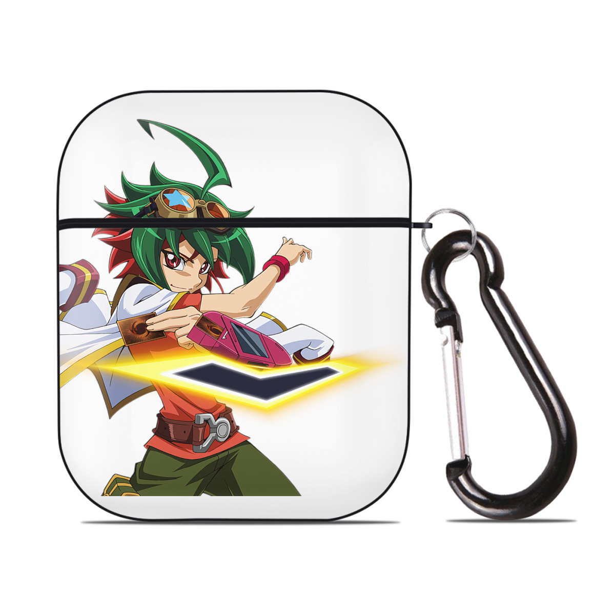 （画像用） 遊☆戯☆王 Yu-Gi-Oh! AirPods 第2世代保護ケース ハードシェル ブラック 耐衝撃・防指紋・カラビナ付き