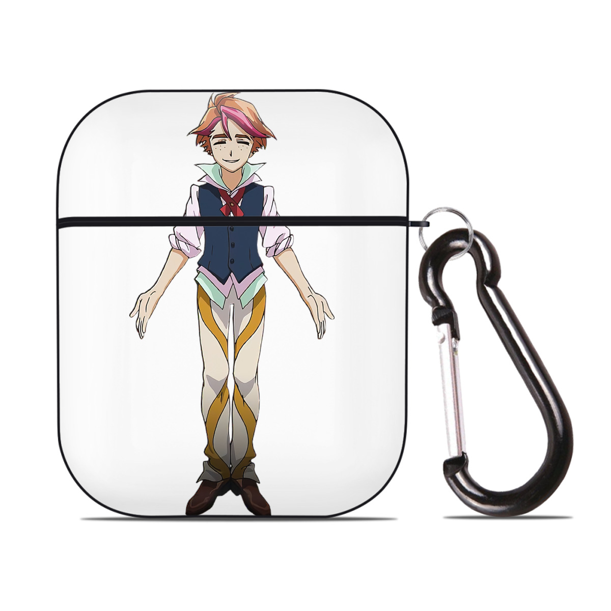 （画像用） 遊☆戯☆王 Yu-Gi-Oh! AirPods 第2世代保護ケース ハードシェル ブラック 耐衝撃・防指紋・カラビナ付き