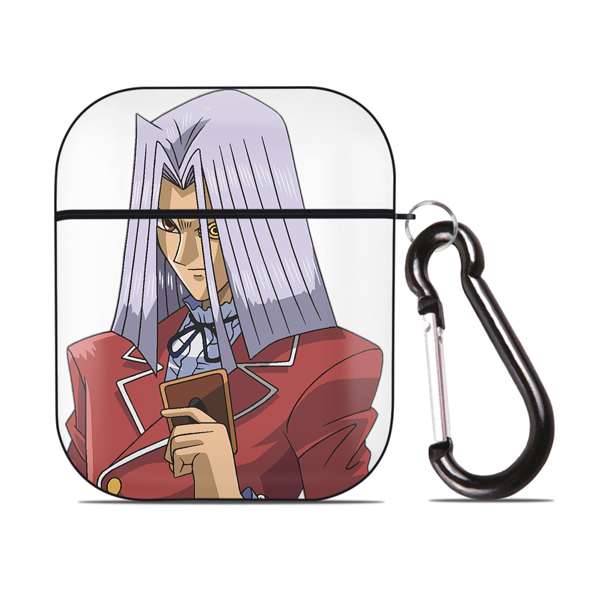（画像用） 遊☆戯☆王 Yu-Gi-Oh! AirPods 第2世代保護ケース ハードシェル ブラック 耐衝撃・防指紋・カラビナ付き