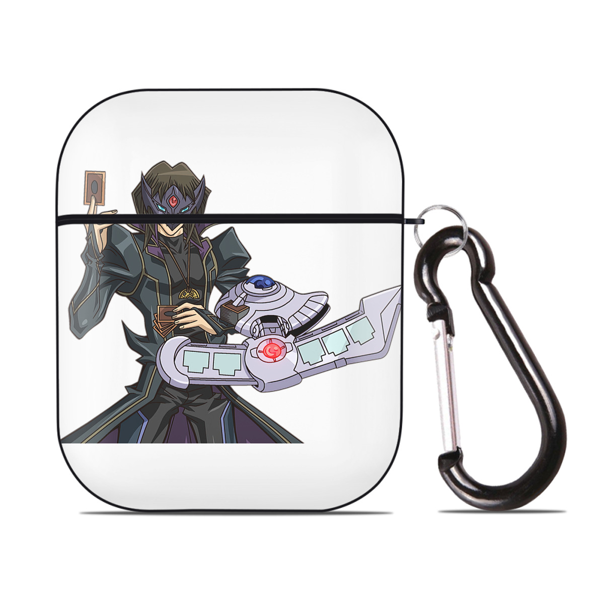 （画像用） 遊☆戯☆王 Yu-Gi-Oh! AirPods 第2世代保護ケース ハードシェル ブラック 耐衝撃・防指紋・カラビナ付き