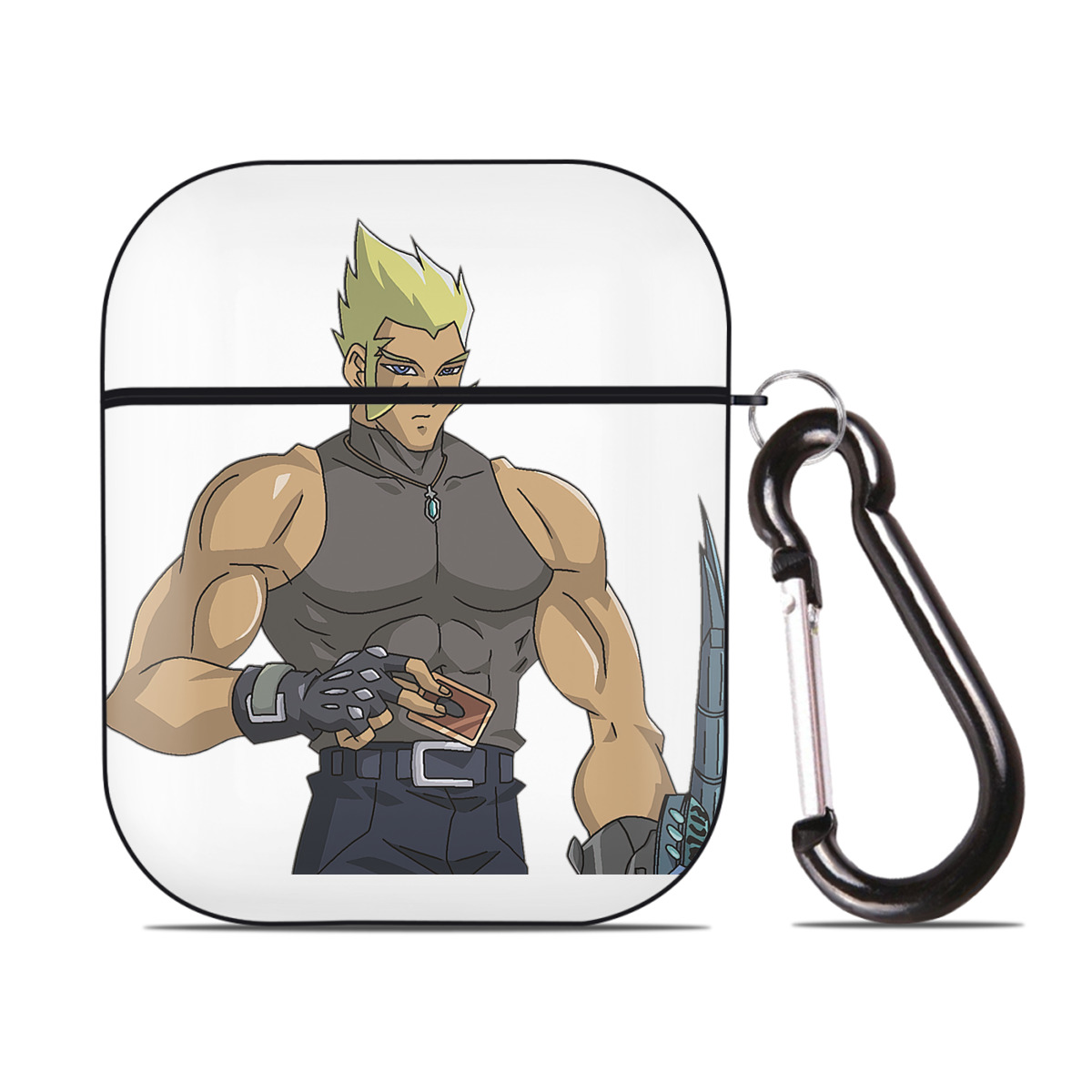 （画像用） 遊☆戯☆王 Yu-Gi-Oh! AirPods 第2世代保護ケース ハードシェル ブラック 耐衝撃・防指紋・カラビナ付き