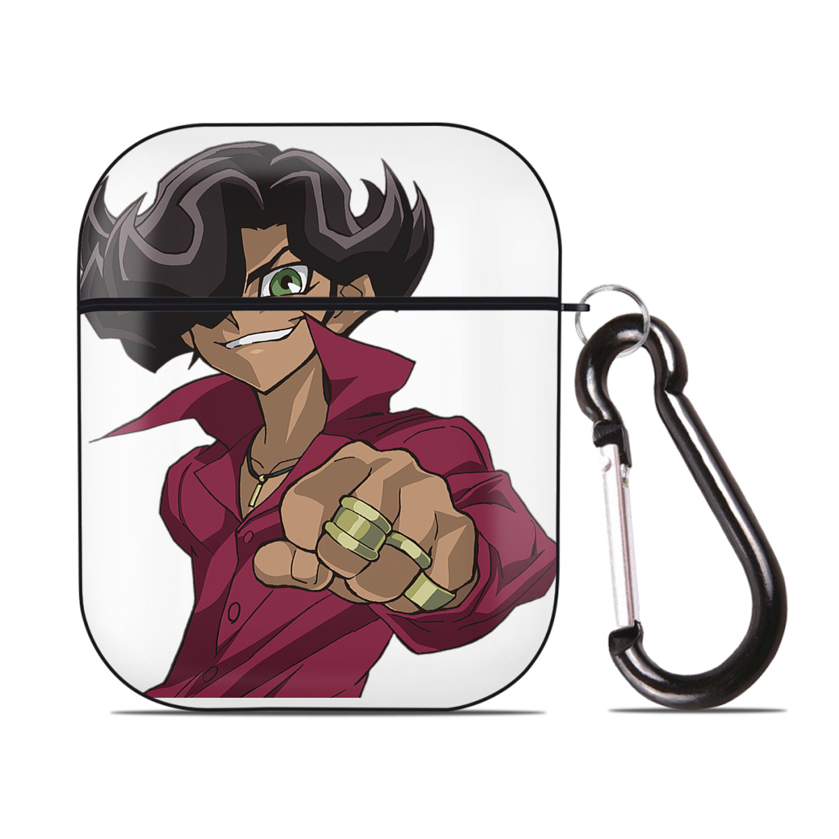 （画像用） 遊☆戯☆王 Yu-Gi-Oh! AirPods 第2世代保護ケース ハードシェル ブラック 耐衝撃・防指紋・カラビナ付き