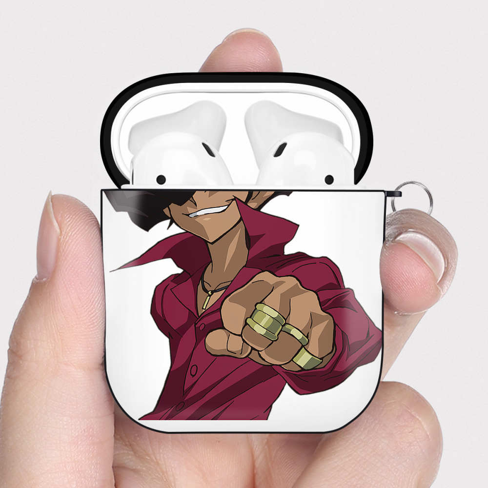 （画像用） 遊☆戯☆王 Yu-Gi-Oh! AirPods 第2世代保護ケース ハードシェル ブラック 耐衝撃・防指紋・カラビナ付き