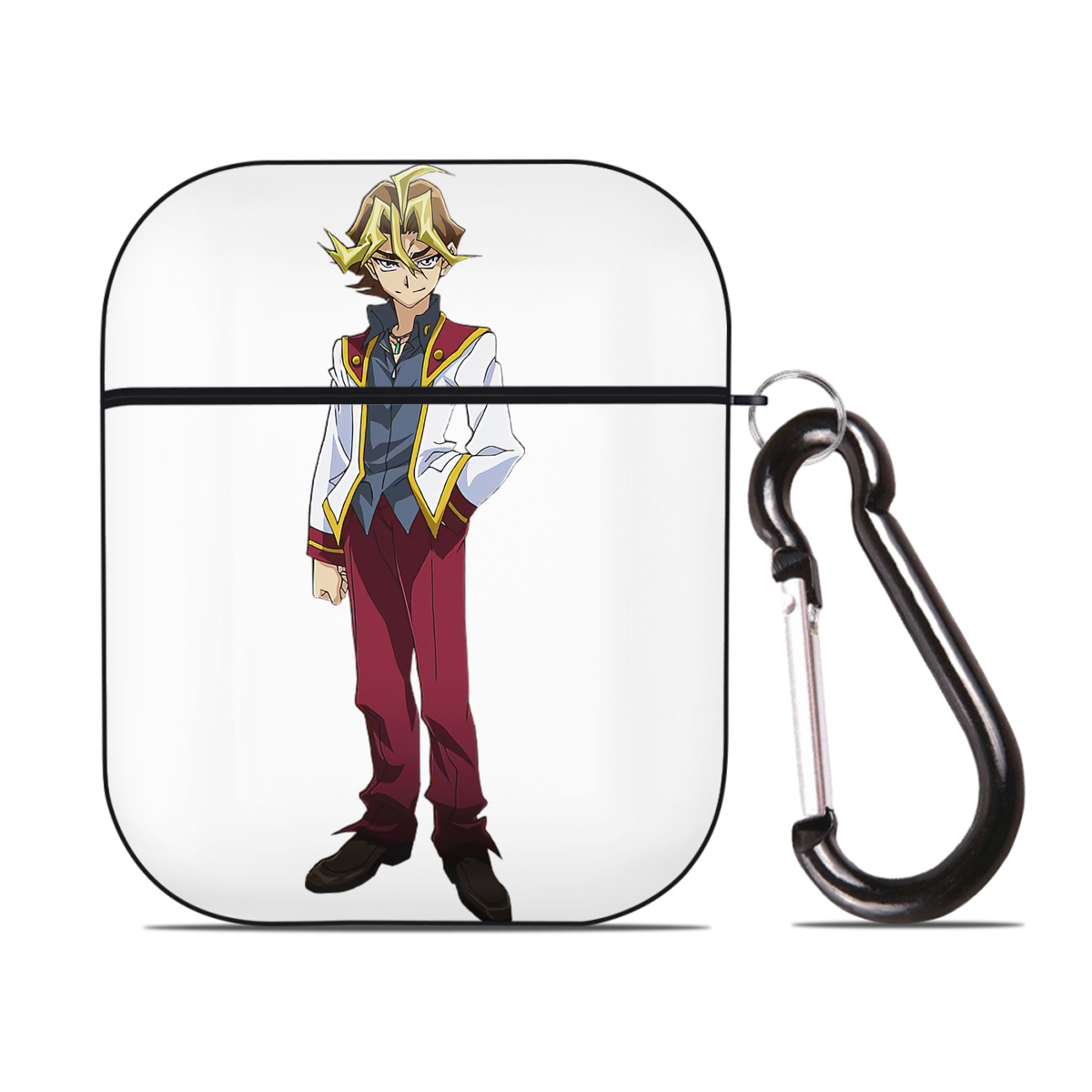 （画像用） 遊☆戯☆王 Yu-Gi-Oh! AirPods 第2世代保護ケース ハードシェル ブラック 耐衝撃・防指紋・カラビナ付き