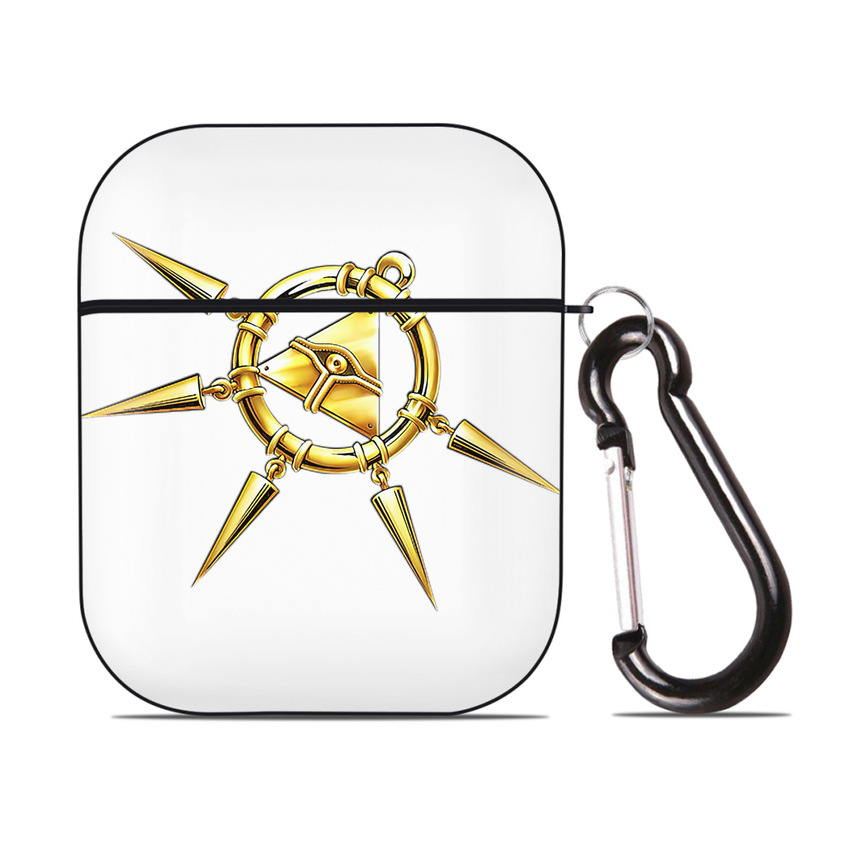 （画像用） 遊☆戯☆王 Yu-Gi-Oh! AirPods 第2世代保護ケース ハードシェル ブラック 耐衝撃・防指紋・カラビナ付き